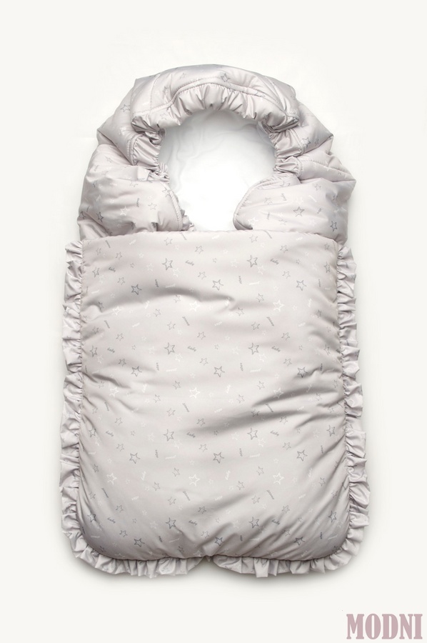 Конверт зимний для новорожденного, серый с принтом. 03-00894_sirij-z-printom фото