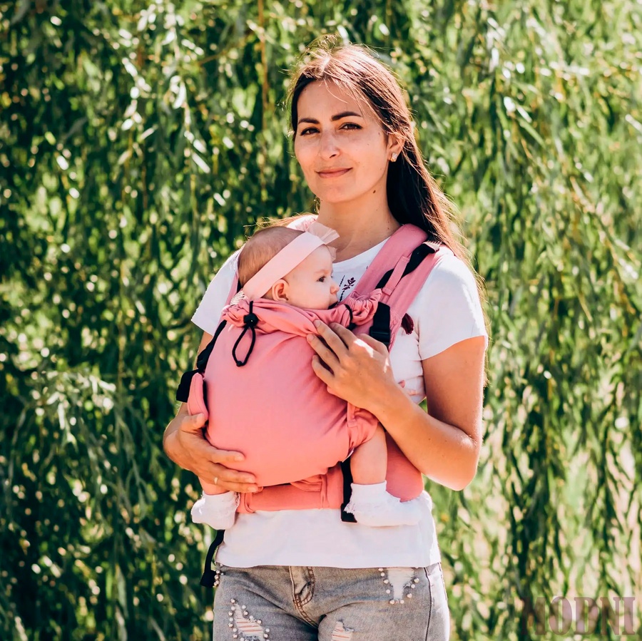Ергорюкзак для новонародженого Adapt рожевий льон (0-18 міс) Адапт фото