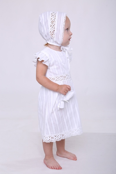 Крестильный комплект с кружевом для девочки, белый. 03-01010_bilij фото
