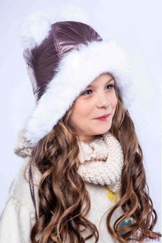 Шапочка зимова для дівчаток, Милашка, Рожево-коричневий, Mb-123, Фіона 1120 фото
