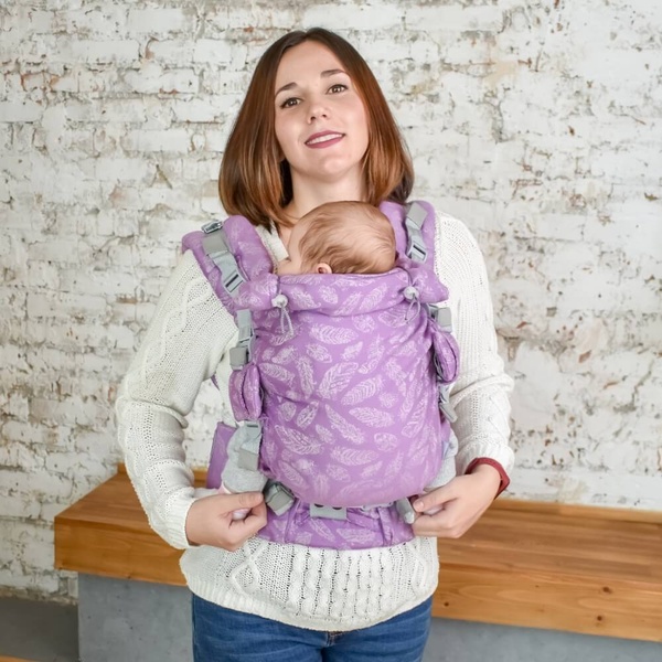 Слинг рюкзак для новорожденных Adapt сиреневый Feathers (0-48 мес) 1027 фото