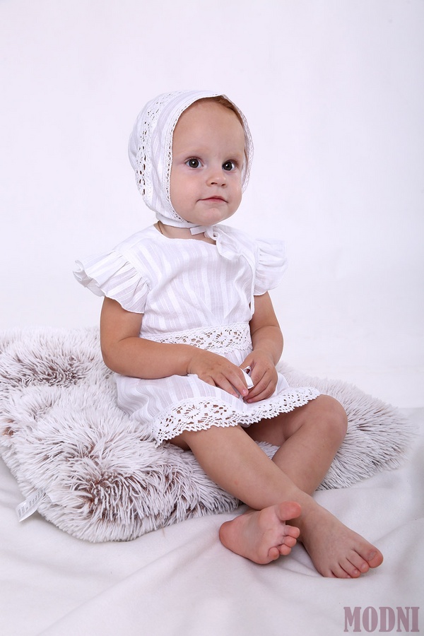 Крестильный комплект с кружевом для девочки, белый. 03-01010_bilij фото
