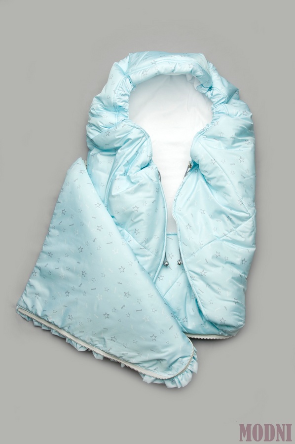 Конверт зимний для новорожденного, голубой с принтом. 03-00894_blakitnij-z-printom фото