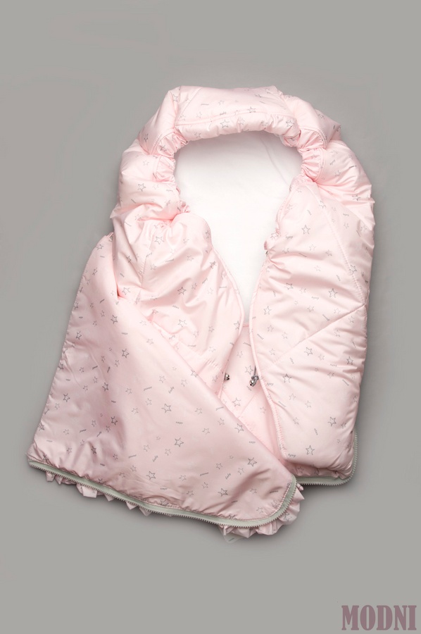 Конверт зимний для новорожденного, розовый с принтом. 03-00894_rozhevij-z-printom фото